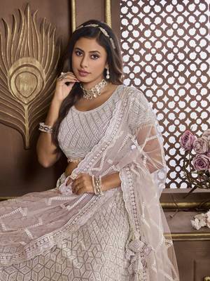PURPLE WEDDING DIAMOND NET Lehenga choli with Dupatta 3