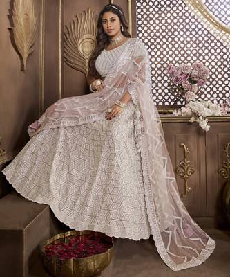 PURPLE WEDDING DIAMOND NET Lehenga choli with Dupatta 4