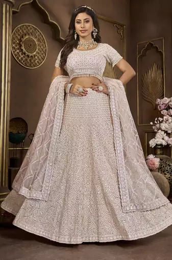 BABY PINK WEDDING DIAMOND NET Lehenga choli with Dupatta