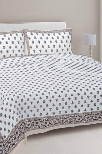 Rudra bazaar brown  210 tc cotton double king bedsheet with 2 pillow covers
