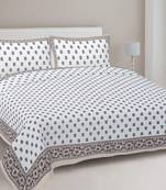 Rudra bazaar brown  210 tc cotton double king bedsheet with 2 pillow covers