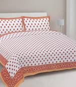 Rudra bazaar orange  210 tc cotton double king bedsheet with 2 pillow covers