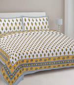 Rudra bazaar yellow  210 tc cotton double king bedsheet with 2 pillow covers