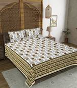 Rudra bazaar green  210 tc cotton double king bedsheet with 2 pillow covers