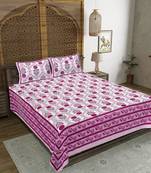 Rudra bazaar pink  210 tc cotton double king bedsheet with 2 pillow covers