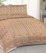 Rudra bazaar orange  210 tc cotton double king bedsheet with 2 pillow covers