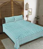 Rudra bazaar sea green  210 tc cotton double king bedsheet with 2 pillow covers