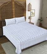 Rudra bazaar grey  210 tc cotton double king bedsheet with 2 pillow covers