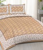 Rudra bazaar brown  210 tc cotton double king bedsheet with 2 pillow covers