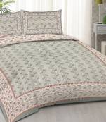 Rudra bazaar sea green  210 tc cotton double king bedsheet with 2 pillow covers