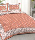 Rudra bazaar orange  210 tc cotton double king bedsheet with 2 pillow covers