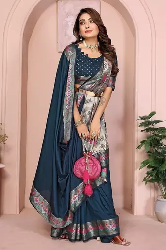Teal Color Heavy Paithani Silk Saree