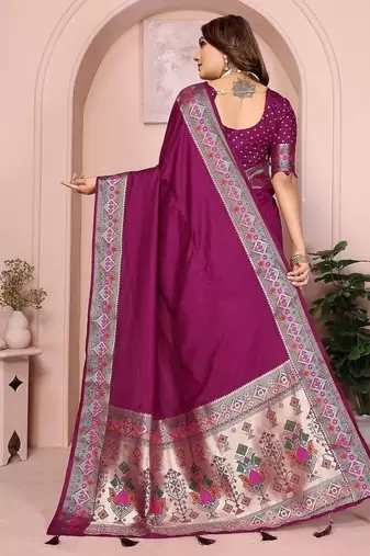 Magenta Color Heavy Paithani Silk Saree