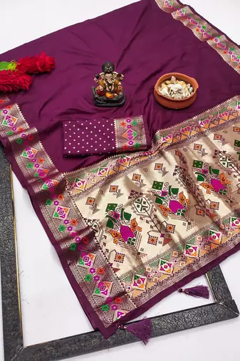 Magenta Color Heavy Paithani Silk Saree