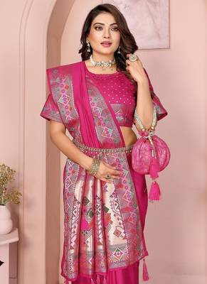 Rani Pink Color Heavy Paithani Silk Saree 1