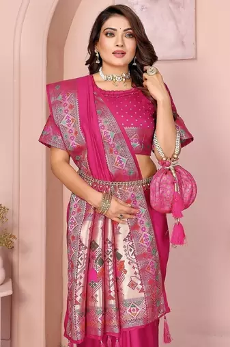 Rani Pink Color Heavy Paithani Silk Saree