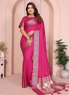 Rani Pink Color Heavy Paithani Silk Saree 2