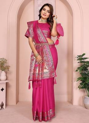 Rani Pink Color Heavy Paithani Silk Saree 3
