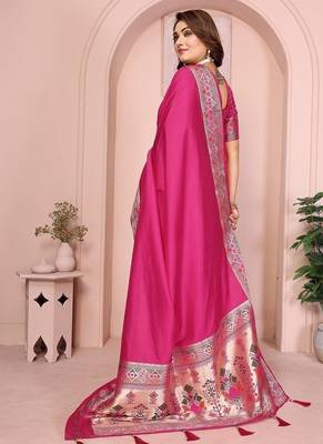 Rani Pink Color Heavy Paithani Silk Saree 4