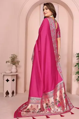 Rani Pink Color Heavy Paithani Silk Saree