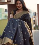 Black silk blend saree with blouse