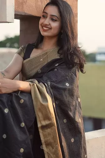 Black silk blend saree with blouse