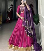 Ranipink Chander Plain With Gota Patti Fully Stitched Navratri Lehenga Choli