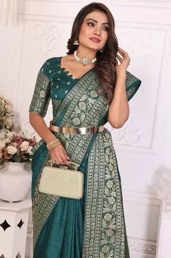 Green Color Traditional Dola Silk Saree