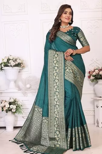 Green Color Traditional Dola Silk Saree