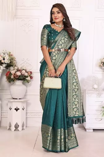 Green Color Traditional Dola Silk Saree