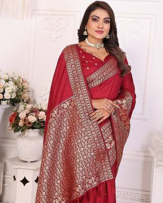 Maroon Color Traditional Dola Silk Saree 1