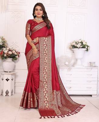 Maroon Color Traditional Dola Silk Saree 3