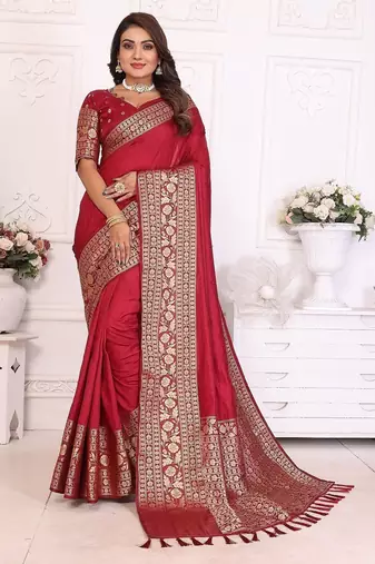 Maroon Color Traditional Dola Silk Saree