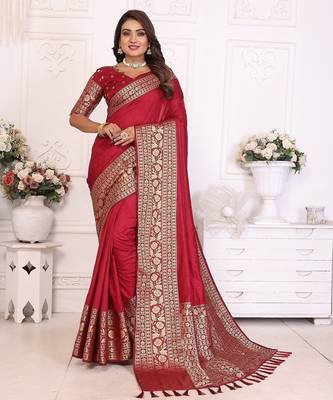 Maroon Color Traditional Dola Silk Saree 4