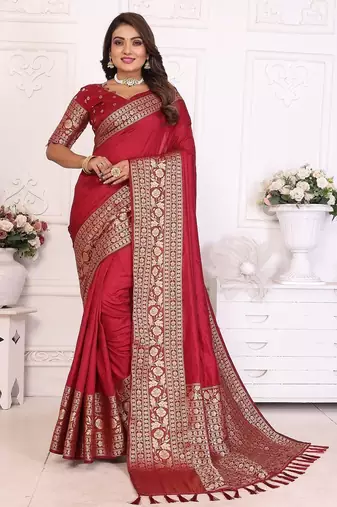 Maroon Color Traditional Dola Silk Saree