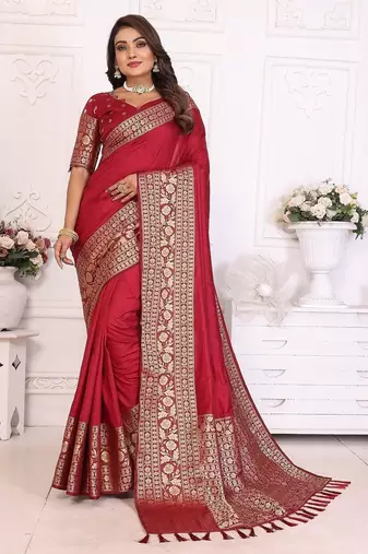 Maroon Color Traditional Dola Silk Saree
