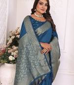 Blue Color Traditional Dola Silk Saree