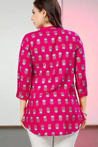 viscose rayon printed short kurti