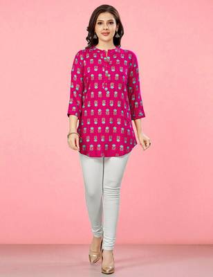 viscose rayon printed short kurti 5