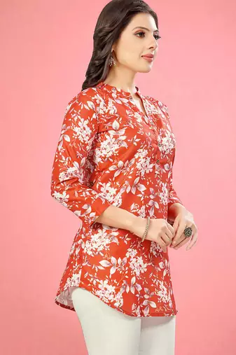 cotton blend printed short kurti