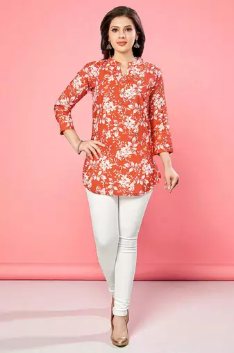 cotton blend printed short kurti