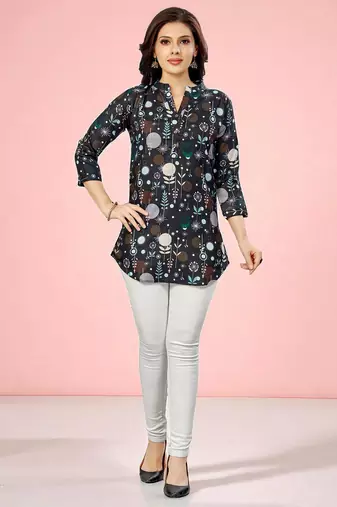 cotton blend printed short kurti