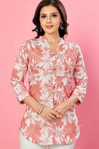  cotton blend printed short kurti