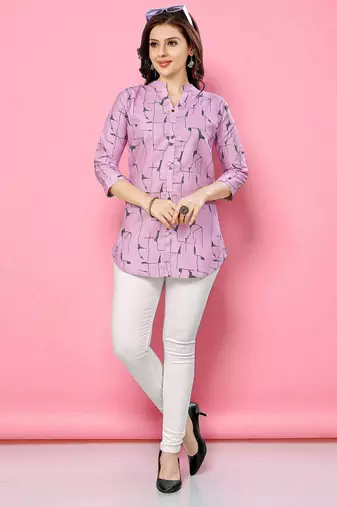  cotton blend printed short kurti