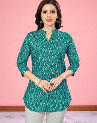 cotton blend printed short kurti 1