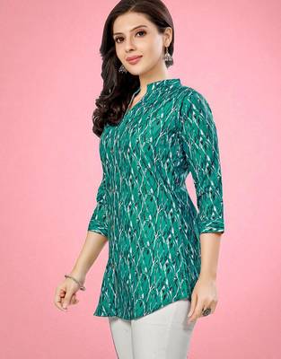 cotton blend printed short kurti 3