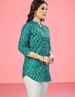 cotton blend printed short kurti 4