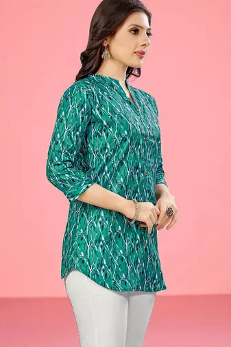 cotton blend printed short kurti