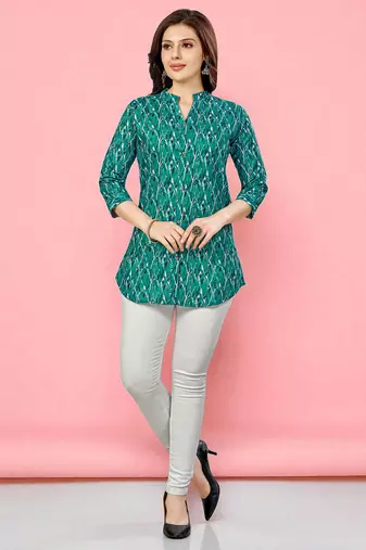 cotton blend printed short kurti