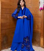 Electric blue floral patchwork suit set